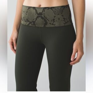 Lululemon Groove Pant green with snake skin long pant see measurements